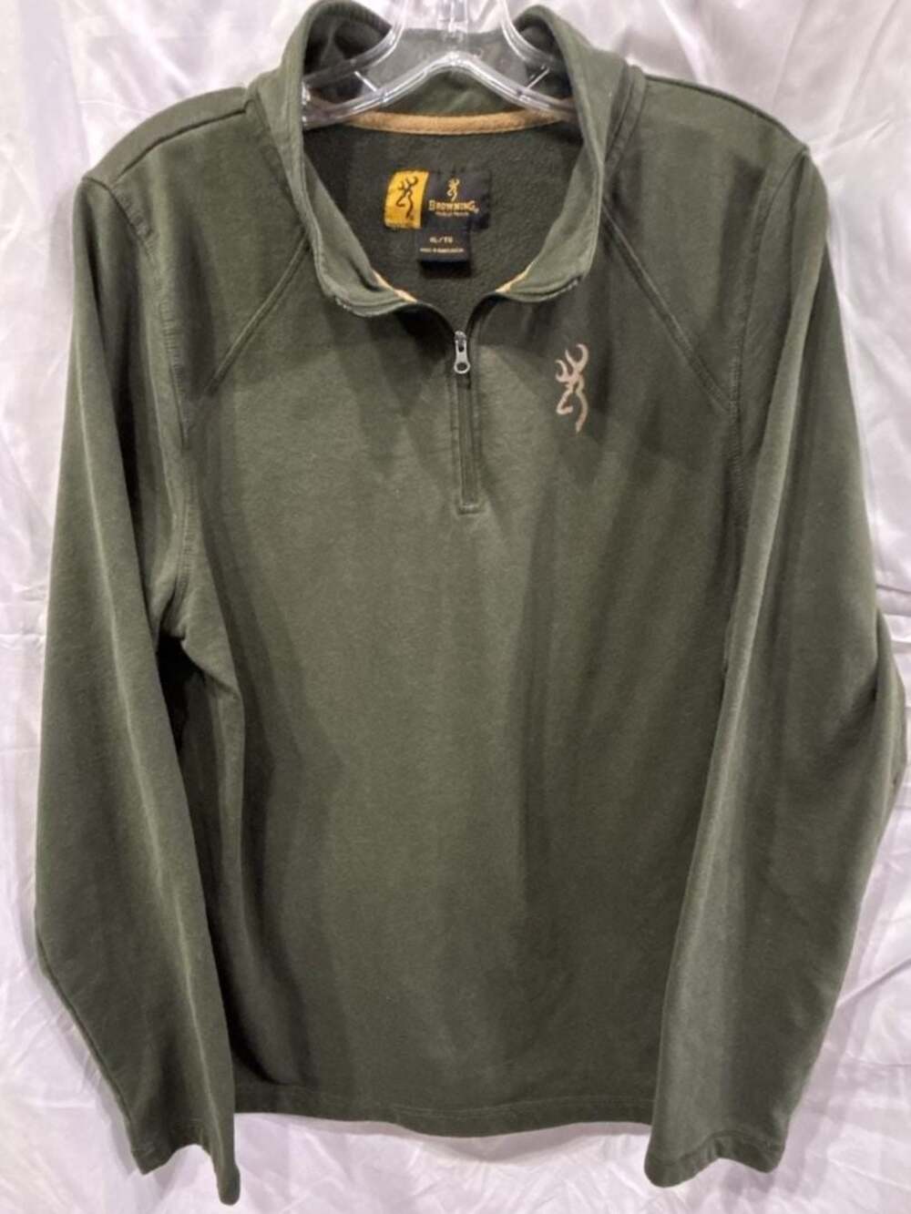 Browning Men's Tom Quarter Zip Fleece Pullover Olive Green Size XL